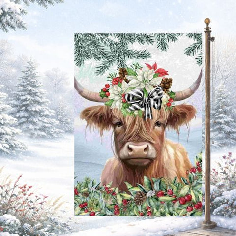 Drapeau décoratif "Jolie vache de Noël"