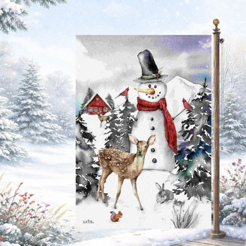 Drapeau décoratif "Bonhomme au chalet"