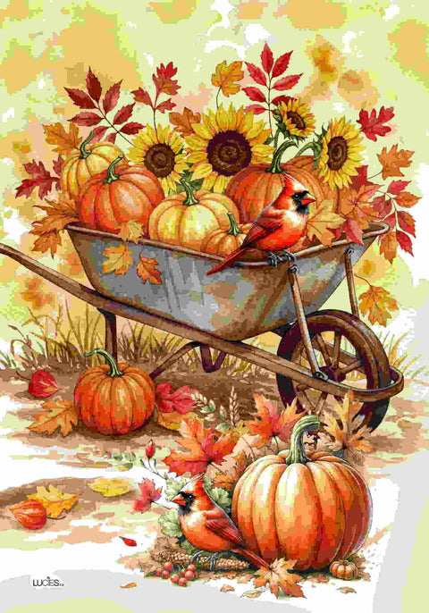 Drapeau décoratif "Brouette d'automne"