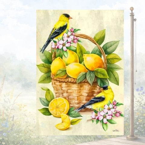 Drapeau décoratif "Citrons et chardonnerets"