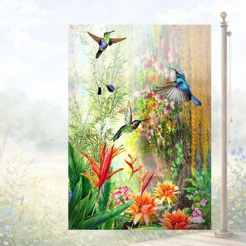 Drapeau décoratif "Le jardin en juillet"