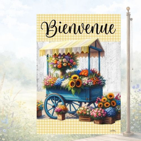Drapeau décoratif "Bienvenue Kiosque de fleurs d'automne"