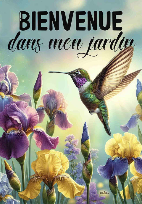 Drapeau décoratif "Bienvenue dans mon jardin"