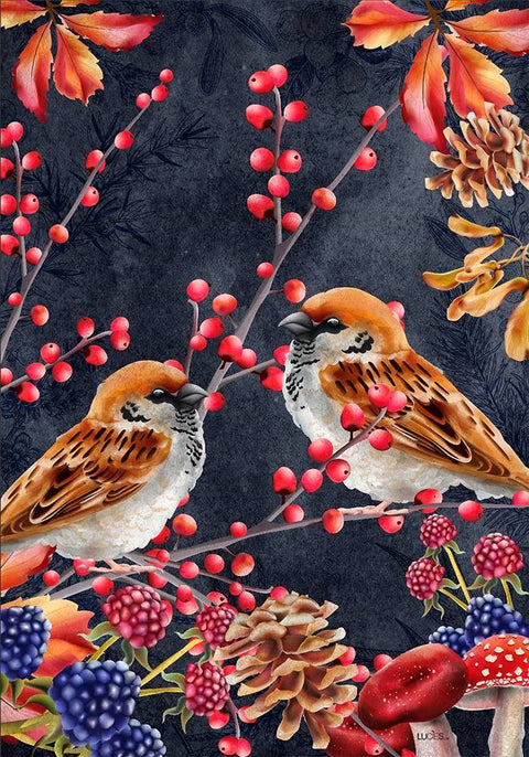 Drapeau décoratif "Oiseaux d'automne"