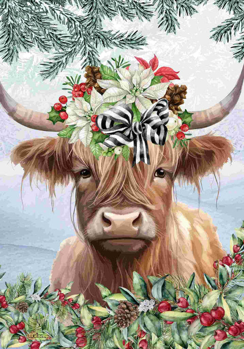 Drapeau décoratif "Jolie vache de Noël"