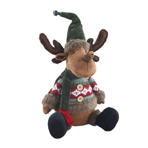Élan en peluche assis avec chandail festif