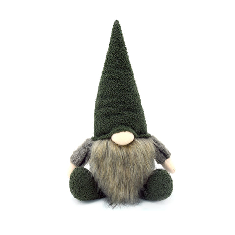 Gnome de Noël vert assis