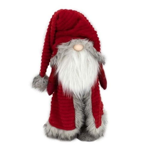 Gnome debout avec manteau long rouge
