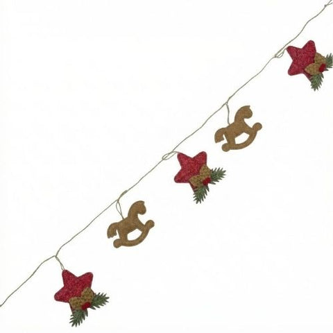 Guirlande décorative en feutre avec étoiles et chevaux festifs