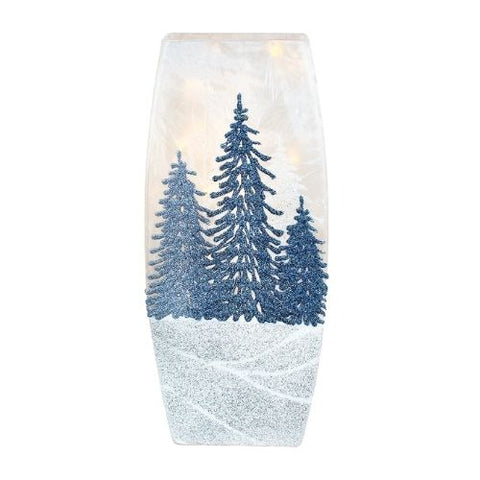 Lanterne décorative avec sapins enneigés
