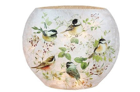 Vase illuminé avec motifs d'oiseaux