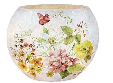 Vase illuminé avec motifs de fleurs et feuillage