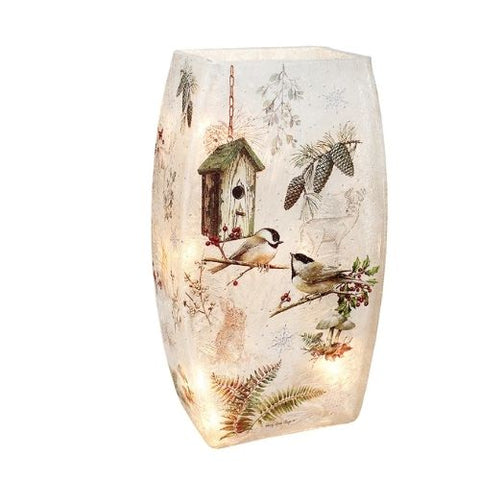 Lanterne décorative avec oiseaux et nichoir