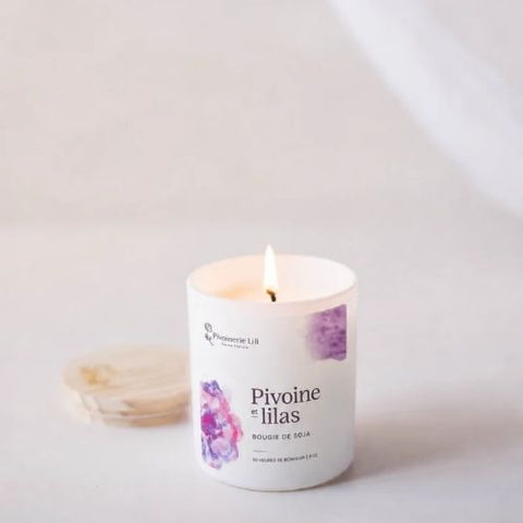 Bougie de soya "Pivoine et lilas" - Pivoinerie Lili