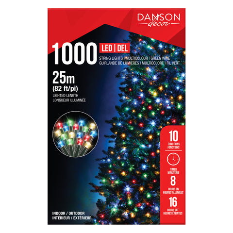 Guirlande de 1000 lumières DEL multicolores
