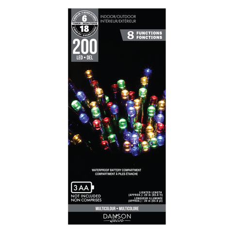 Guirlande de 200 lumières DEL multicolores