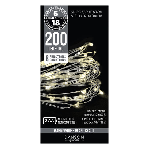 Guirlande de 200 micro-lumières DEL blanc chaud