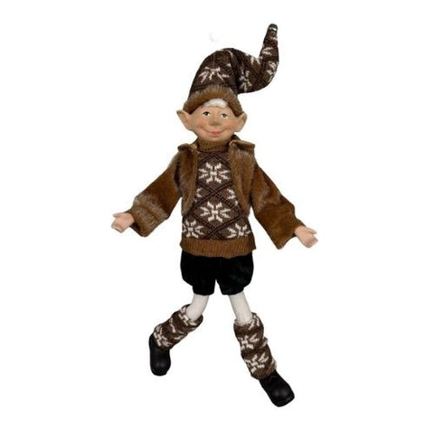 Lutin articulée en tenue brune à flocons de neige