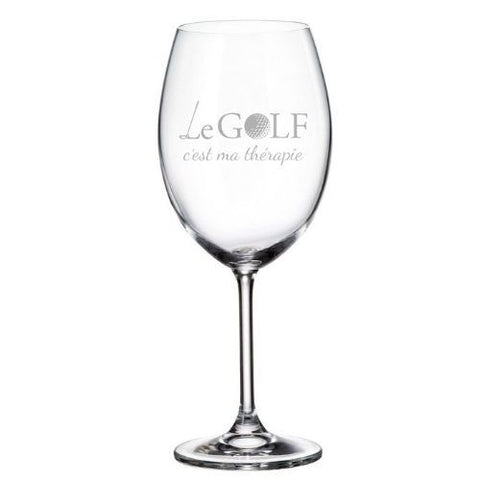 Coupe de vin "Le golf, c'est ma thérapie"