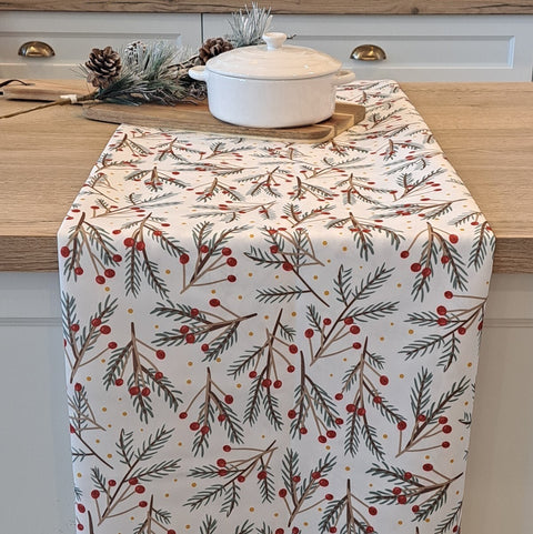 Nappe de Noël carrée baies rouges