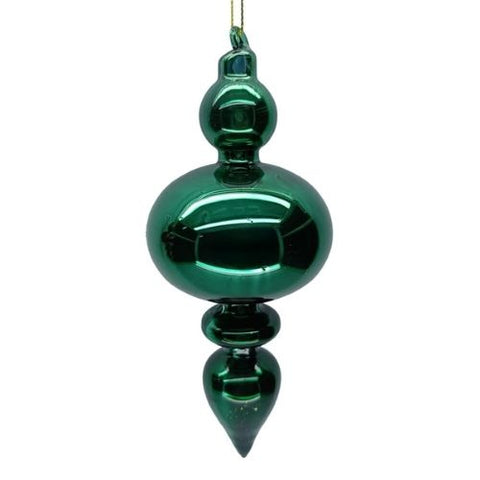 Ornement goutte en verre vert métallisé