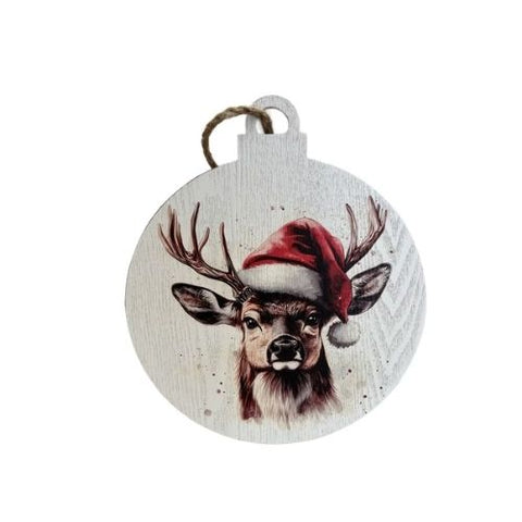 Boule décorative en MDF avec renne de Noël