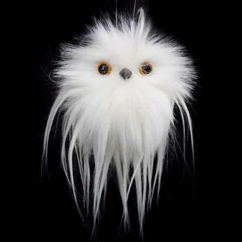 Ornement de hibou en fourrure blanche