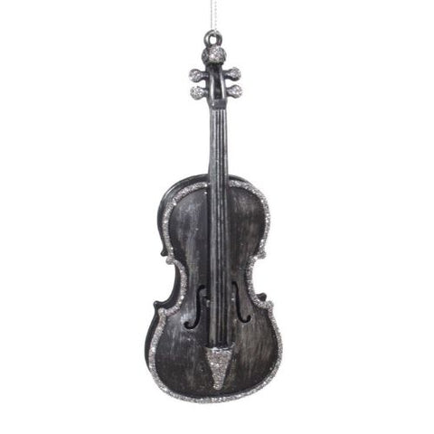 Ornement guitare noire et argent avec paillettes