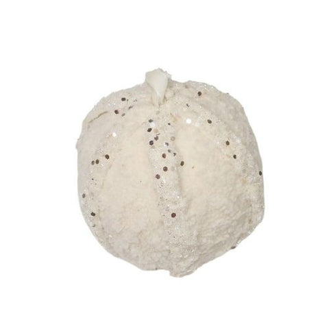 Boule décorative ivoire effet laine avec paillettes