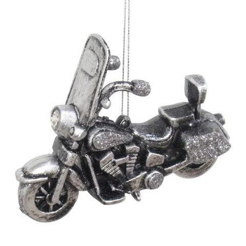 Ornement moto noire et argent avec paillettes