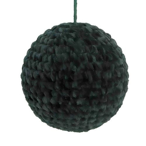 Boule décorative en tissu texturé en velours vert émeraude