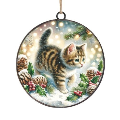 Ornement rond décoratif avec chaton tigré