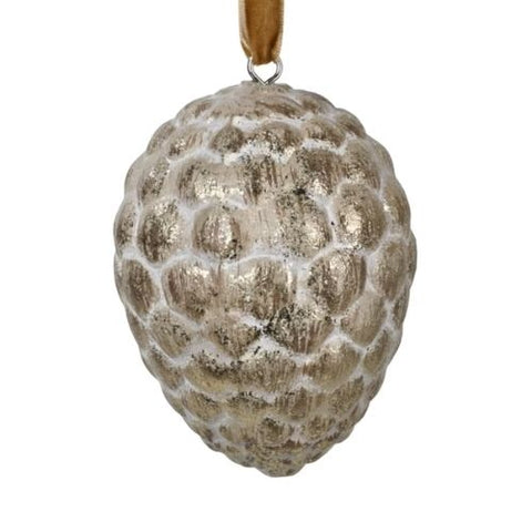 Ornement pomme de pin dorée antique