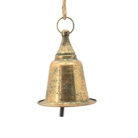 Cloche décorative vintage en métal au fini or antique