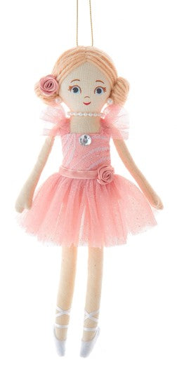 Ornement ballerine rose en tissu