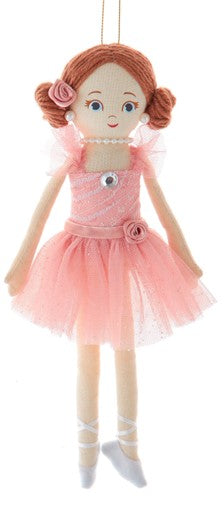 Ornement ballerine en tissu rose