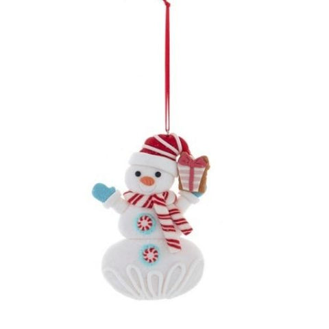 Ornement bonhomme de neige avec cadeau