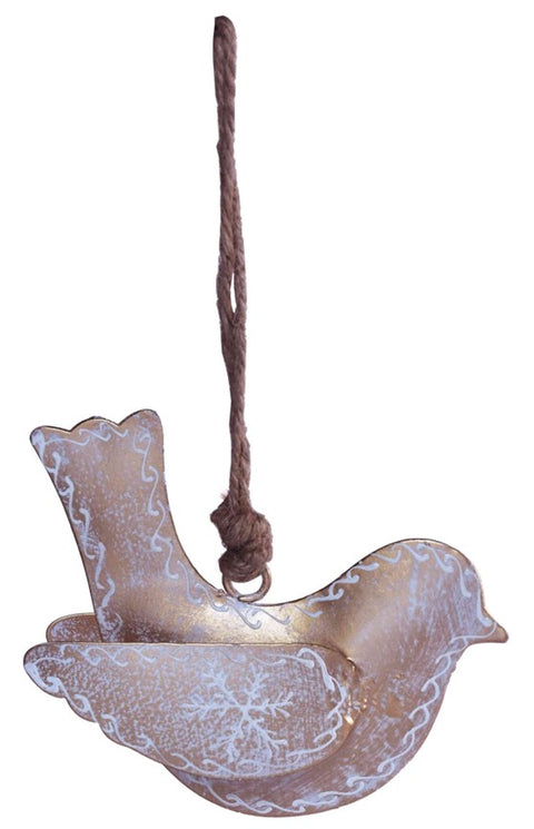 Ornement oiseau doré en métal