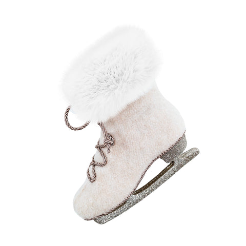 Ornement de patin blanc avec fourrure