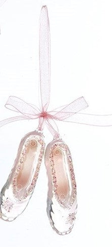Ornement chaussons de ballet roses en verre