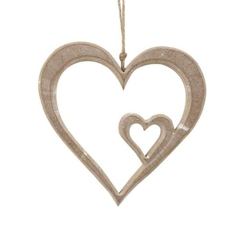 Ornement de coeur en bois
