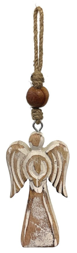 Ornement ange en bois sculpté