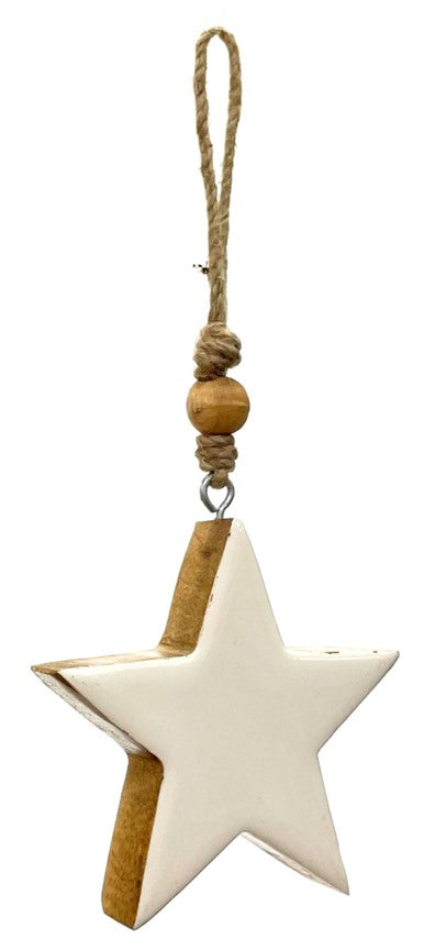 Ornement d'étoile en bois blanc