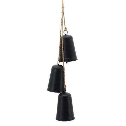 Ensemble de trois cloches de vache en métal noir mat