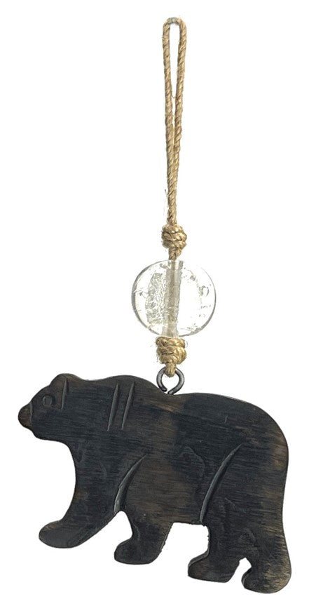 Ornement en bois ours noir