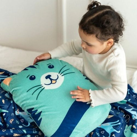 Peluche couverture chat Poupilou 3-en-1