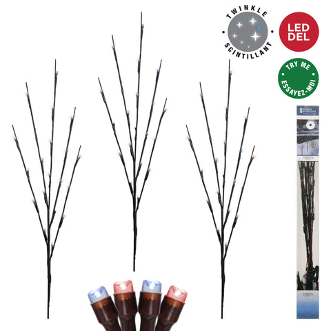 Jeu de 3 piquets lumineux de Noël