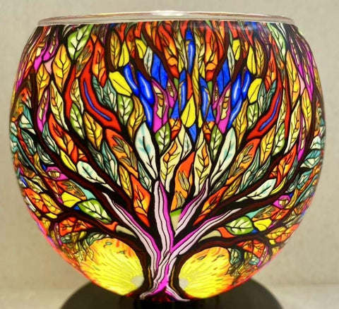 Porte-bougie décoratif en verre Arbre de vie
