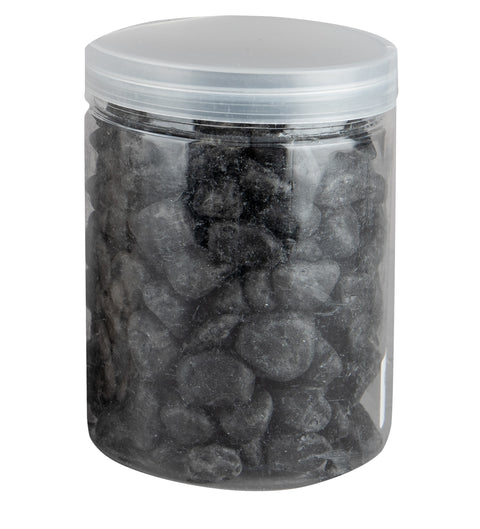 Pot de pierres décoratives noires