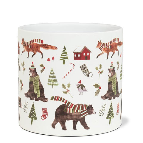 Vase de Noël avec animaux et sapins